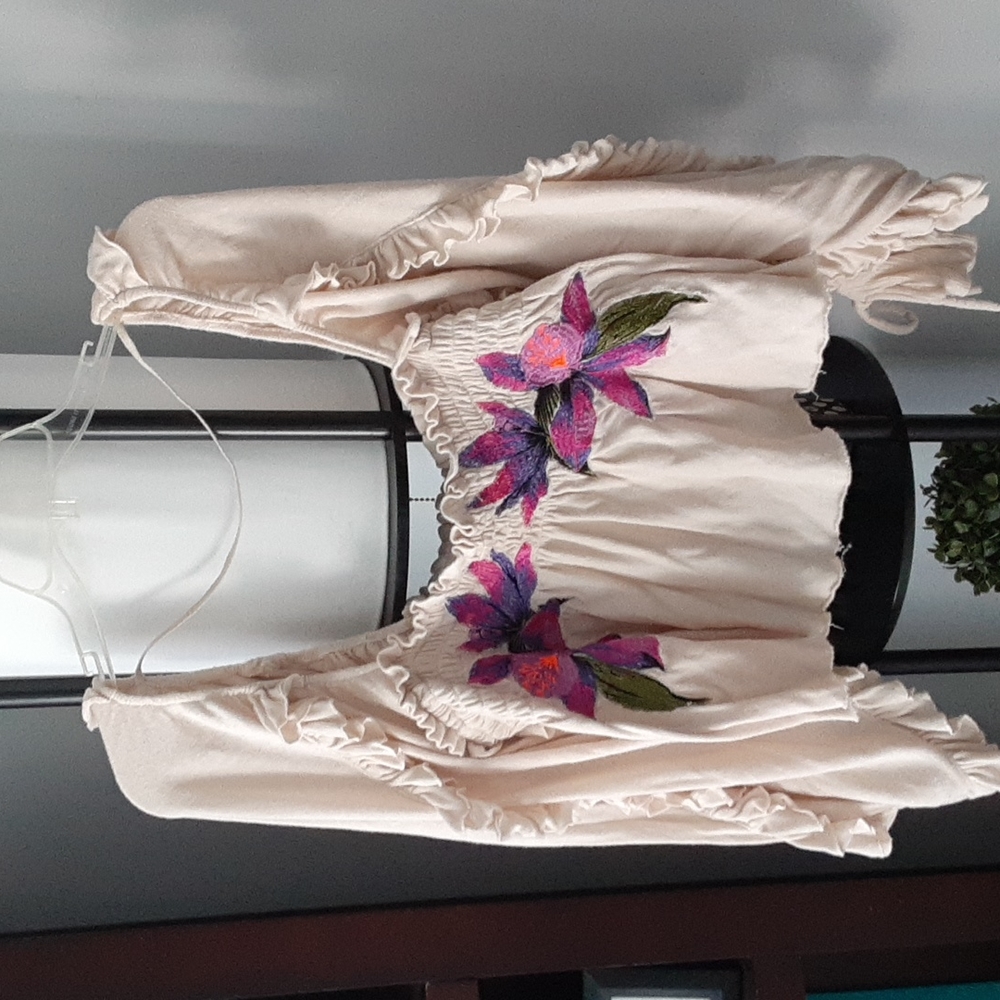 Free People Boho Ruffle Long Sleeve Top